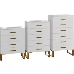 Homary Modern White Storage with Storage Cabinet with Gold Legs 3D model