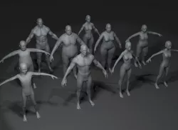 Human Body Base Mesh 10 3D Models Pack 10k Polygons Low-poly 3D model