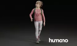 Humano Girl walking with the backpack 0915 3D model