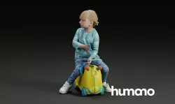 Humano Little girl riding a toy 0908 3D model
