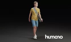 Humano Young boy with a sports bag 0909 3D model