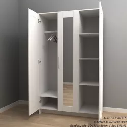 IKEA BRIMNES wardrobe with three doors and mirror 3D model