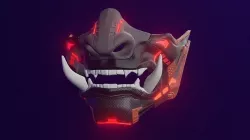 Japanese mask Low-poly 3D model
