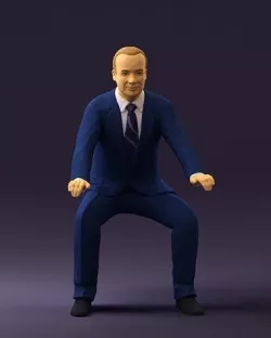 Man in blue suit seating 0820 3D model