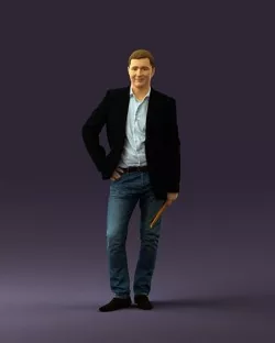Man in suit top with drum sticks 0888 3D model