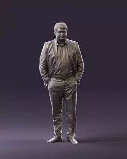 Man with big face in dark gray suit 0879 3D model