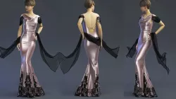 Mdoren evening dress Marvelous Designer an 3DS max 3D model