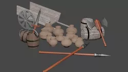 Medieval Game Set Low-poly 3D model