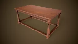 Medieval old kitchen table  Low-poly 3D model