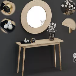 Midford Console Table And Round Mirror 3D model