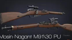 Mosin Nagant M91-30 with PU scope Low-poly 3D model