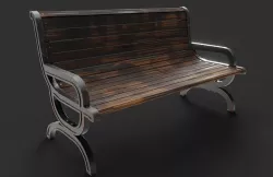 Park Bench Low-poly 3D model