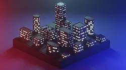 Polygon night city Low-poly 3D model