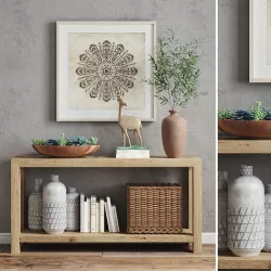 Pottery barn decor set HADLEY HERRINGBONE  WOOD CONSOLE TABLE 3D model