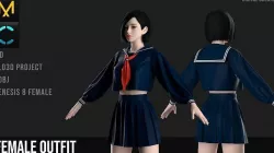 School Outfit Marvelous Designer Project 3D model 3D model 3D model