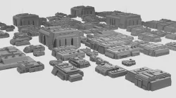Sci-Fi Residential Buildings Pack - 10 Futuristic house block Low-poly 3D model
