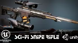 Scifi Sniper Rifle Low-poly 3D model