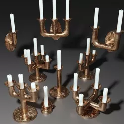 Small Medieval Brass Candle Holder Pack Low-poly 3D model