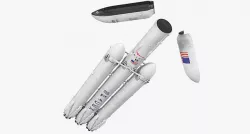 SpaceX Falcon Heavy Rocket Rigged 3D model