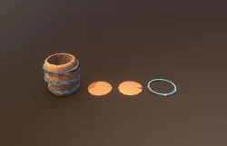Stylized Barrel 3 and Lids And Support Low-poly 3D model