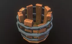 Stylized Barrel Destroyed Low-poly 3D model