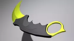 Stylized karambit knife Weapon with gold PBR low poly game ready Low-poly 3D model