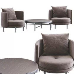 Torii Table End Chairs By Minotti 3D model