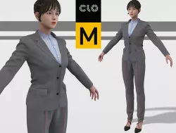  Women s working suit bussiness suit Marvelous Designer project 3D model