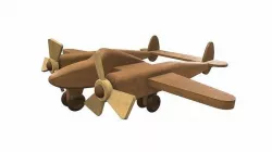 Wooden airplane toy p-38 3D model