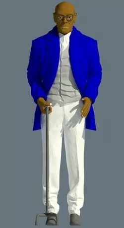 3D African old man with a cane as Revit family and Revit file 3D model