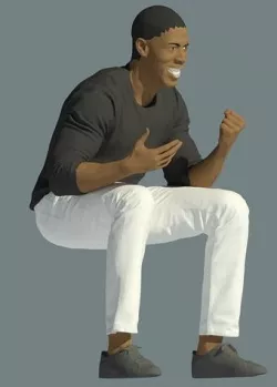 3D African sitting man model as Revit family and Revit file 3D model