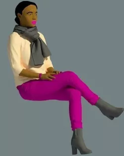 3D African sitting woman as Revit family and Revit file 3D model