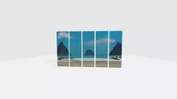 3D Original Landscape Picture AI by Hand - Beach Scene Split 3D model