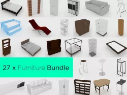 A collection of 27 various house furniture 3D models 3D model