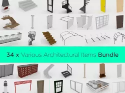 A collection of 34 Architectural 3D models 3D model