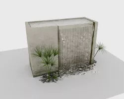 Animated Concrete Overflow Fountain 3D model