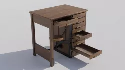 Antique Lab Table Low-poly 3D model