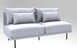 Armless Sofa Low-poly 3D model