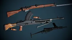 British WW2 Weapons pack - Lee Enfield - STEN - BREN machine gun Low-poly 3D model