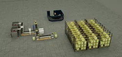 Factory production line with warehouse  3D model