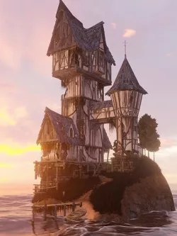 Fantasy House with interior PBR Game-Ready Low-poly 3D model