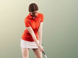Faye 11813 - Young Golfer Girl Playing Golf With Caddy Cart 3D model