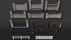 Fences Pillars Hitching Posts Gates 2 - 107 low-poly PBR objects Low-poly 3D model