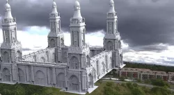 Gothic Cathedral Towers with walls 3D model