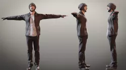 Homeless game-ready character male Low-poly 3D model