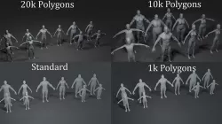 Human Body Base Mesh 40 Models Pack Low-poly 3D model