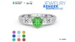 Jewelry 3D Rendering Scene Setup for 3ds Max and V-Ray Next 3D model