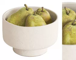 Kieffer Pears In Beige Ceramic Bowl 3D model