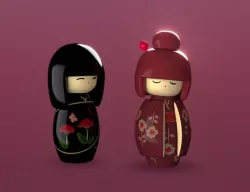 Kokeshi Dolls - Traditional Japanese Doll Low-poly 3D model