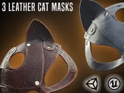Leather cat mask - 3D VR AR game ready Low-poly 3D model Low-poly 3D model